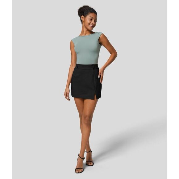 Halara High Waisted 2-in-1 Split Mini Work Skirt in Black Size S NWT - Picture 6 of 11